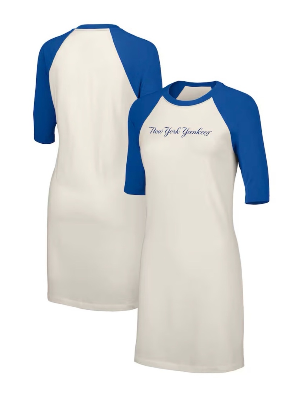 Lusso New York Yankees Women's Raglan Half-Sleeve Tri-Blend T-Shirt Dress Sz L